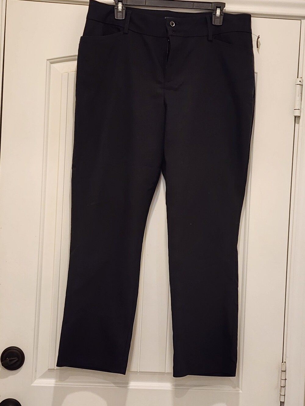 Women Lee Mid Rise Black Straight-Leg Dress Pants 16 Short